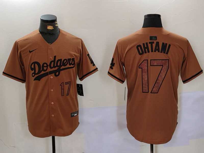 Men%27s Los Angeles Dodgers #17 Shohei Ohtani Number Olive Cool Base Limited Stitched Jersey->los angeles dodgers->MLB Jersey